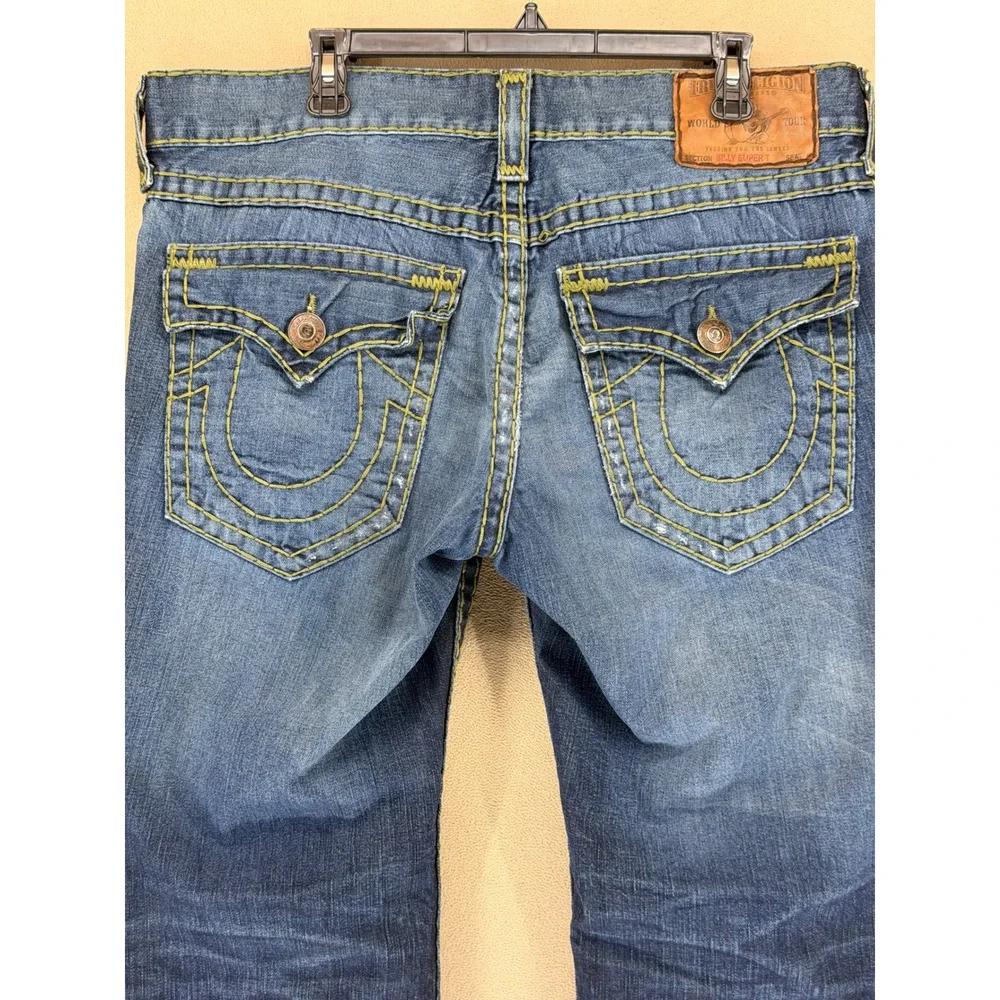 True Religion Billy Super T Jeans Mens‎ 36 Blue Denim Straight Leg World Tour